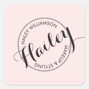  Logo Stempel Makeup en Roze Vierkante Sticker