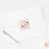  Logo Stempel Makeup en Roze Vierkante Sticker (Envelop)