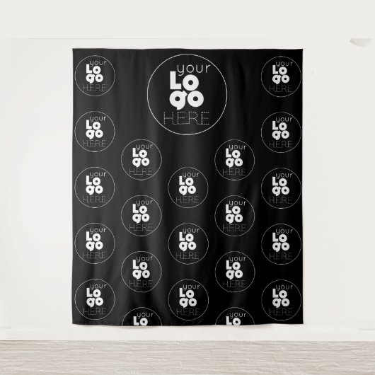 Logo Step en Repeat Zwart Photobooth Achtergrond Wandkleed (Voorkant)