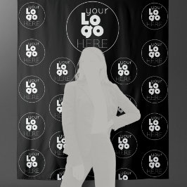 Logo Step en Repeat Zwarte Photobooth Achtergrond Wandkleed