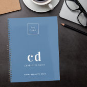 Logo stoffig blauwe monogram initiaal bedrijfs- 20 planner