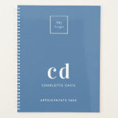 Logo stoffig blauwe monogram initiaal bedrijfs- 20 planner (Voorkant)