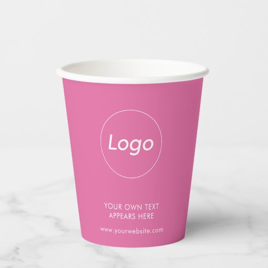 Logo Takeaway Coffee Business Roze Papieren Bekers (Voorkant)
