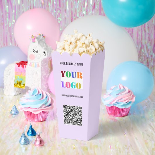 Logo-tekst en QR-code popcornboxsjabloon Bedankdoosjes (Feest)