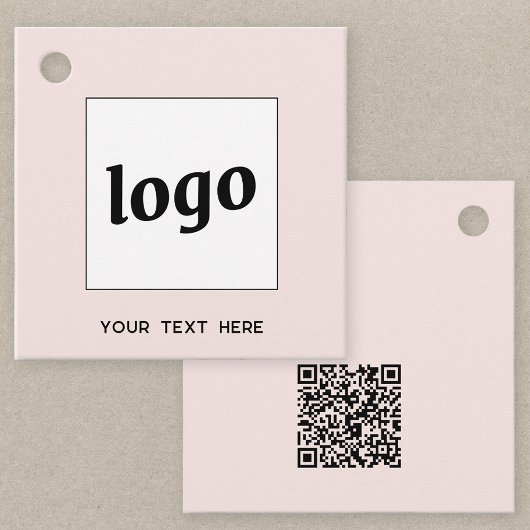 Logo Tekst en QR Code Zakelijke prijs Labels Roze