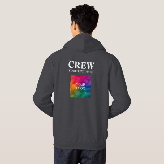Logo tekst hier bemanningsteam lid Mannen donkergr Hoodie (Achterkant volledig)