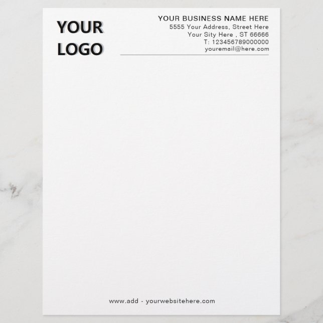 Logo Tekst Info Zakelijk Briefpapier Voorbeeld Briefhoofd (Voorkant)