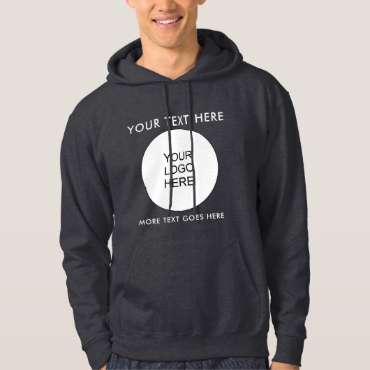 Logo Tekst Mannen Donkergrijze Sjabloon Dubbelzijd Hoodie (Voorkant)