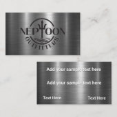 Logo | Tekst | Metalen glanzende achtergrond Visitekaartje (Voorkant / Achterkant)