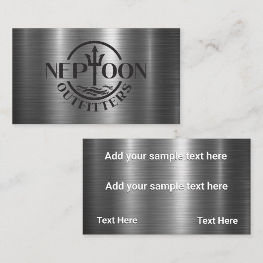 Logo | Tekst | Metalen glanzende achtergrond Visitekaartje (Voorkant / Achterkant)