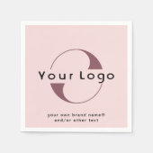 Logo + tekst op Blush pink Bedrijfspapier Servet (Voorkant)
