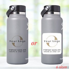 Logo + Tekst op Vinyl Square, Business Water Fles Sticker