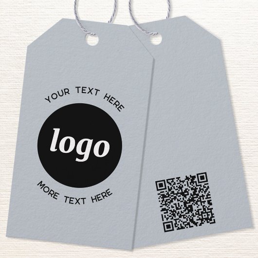 Logo Tekst QR Code Blue Business Prijs of Cadeaulabel