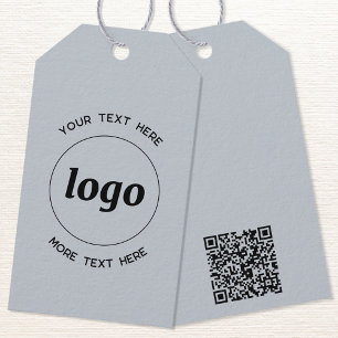 Logo Tekst QR Code Blue Business Prijs of Cadeaulabel