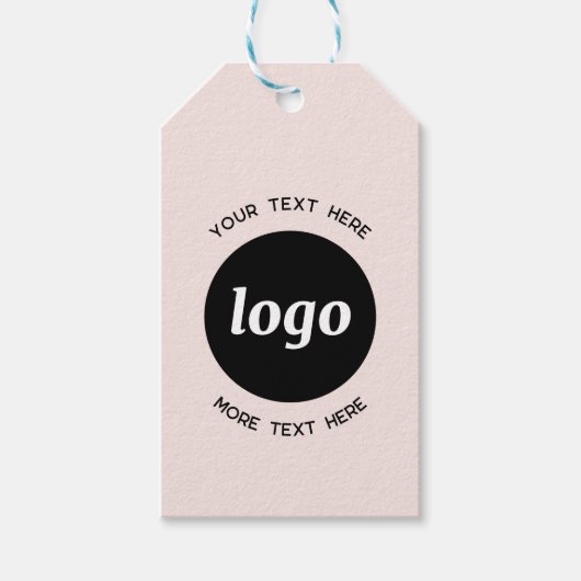 Logo Tekst QR Code Blush Pink Business Prijs of Cadeaulabel (Voorkant)