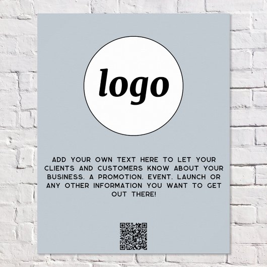 Logo Tekst QR Code Promotie Zakelijk Poeder Blauw Poster