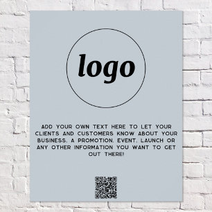 Logo Tekst QR Code Promotie Zakelijk Poeder Blauw Poster