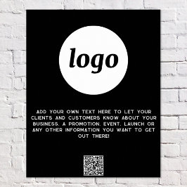 Logo Tekst QR Code Promotie Zakelijk Zwart Poster