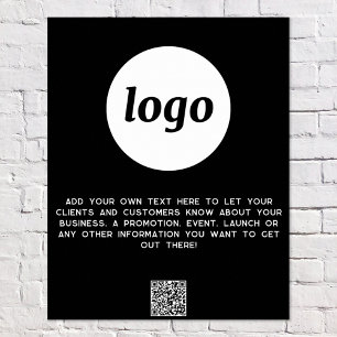 Logo Tekst QR Code Promotie Zakelijk Zwart Poster
