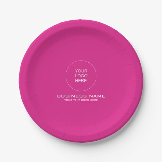  Logo Tekst Roze Stevige Kleur Rond Papieren Bordje (Voorkant)