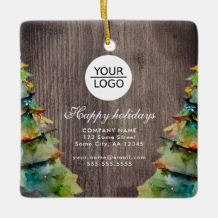 Logo-tekst toevoegen Waterverf Kerstboom Promotie Keramisch Ornament