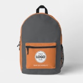 Logo & Tekst Upload Grijs/Oranje Bedrukte Rugzak (Voorkant)