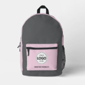 Logo & Tekst Upload Grijs/Roze Bedrukte Rugzak (Voorkant)