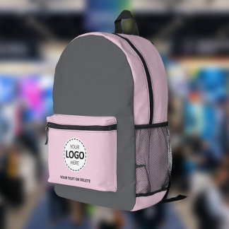 Logo & Tekst Upload Grijs/Roze Bedrukte Rugzak