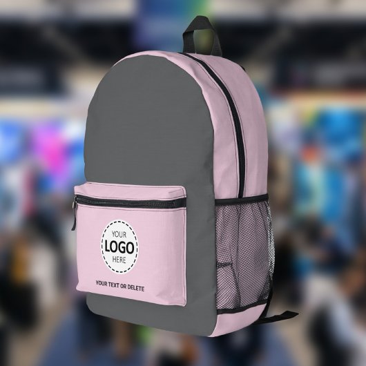 Logo & Tekst Upload Grijs/Roze Bedrukte Rugzak