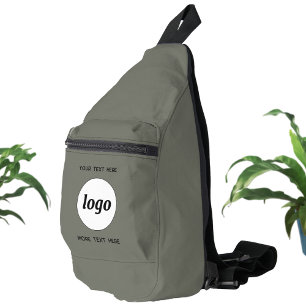Logo Tekst Zakelijk Promotie Branding Sage Groen Sling Bag