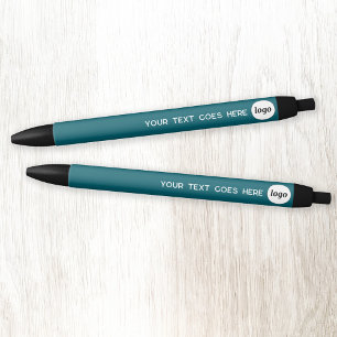 Logo Text Blauwgroen Green Business Branding Promo Zwarte Inkt Pen