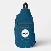 Logo Text Business Promotional Branding Blauwgroen Sling Bag (Voorkant)