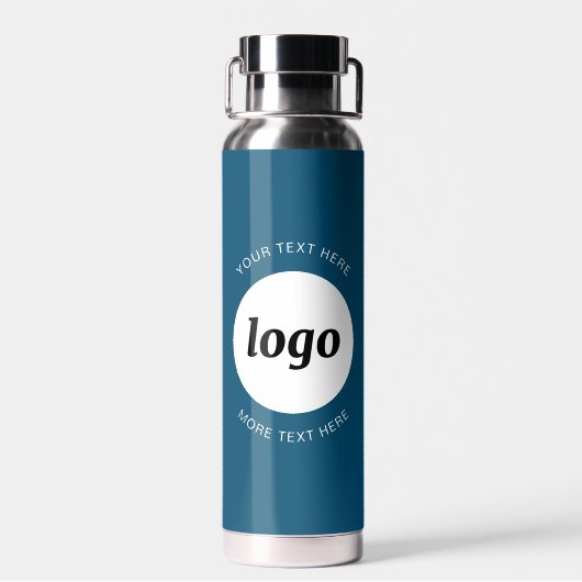 Logo Text Business Promotional Branding Blauwgroen Waterfles (Achterkant)