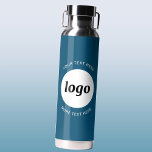 Logo Text Business Promotional Branding Blauwgroen Waterfles<br><div class="desc">Eenvoudig ontwerp van de logo en van de douanetekst om brandloyaliteit te bevorderen en uw kleine onderneming te bevorderen. Vervang de logo met uw,  en verander of schrap de bovenkant en de lagere tekst om aan te passen. Ideaal voor promotiedoeleinden en voor werknemers,  klanten en klanten.</div>