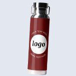 Logo Text Business Promotional Branding Donkerrood Waterfles<br><div class="desc">Eenvoudig ontwerp van de logo en van de douanetekst om brandloyaliteit te bevorderen en uw kleine onderneming te bevorderen. Vervang de logo met uw,  en verander of schrap de bovenkant en de lagere tekst om aan te passen. Ideaal voor promotiedoeleinden en voor werknemers,  klanten en klanten.</div>