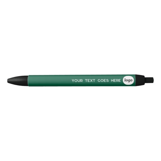 Logo Text Green Business Branding Promotioneel Zwarte Inkt Pen (Voorkant)