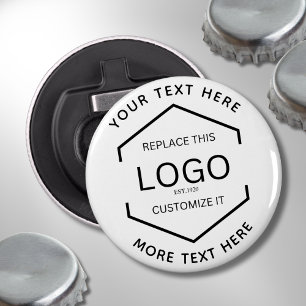 Logo Text Witte Achtergrond Zakelijk Promotioneel Button Flesopener
