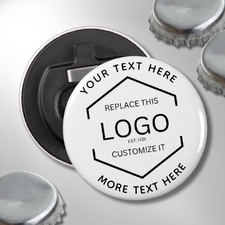 Logo Text Witte Achtergrond Zakelijk Promotioneel Button Flesopener