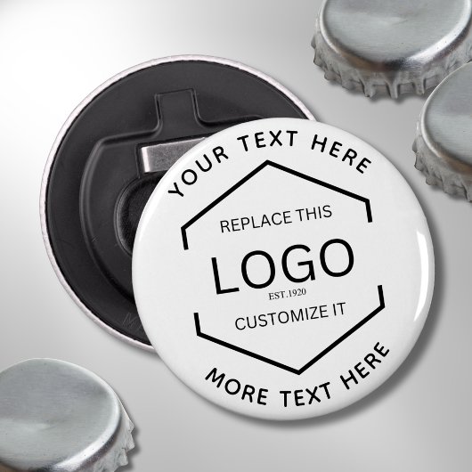 Logo Text Witte Achtergrond Zakelijk Promotioneel Button Flesopener