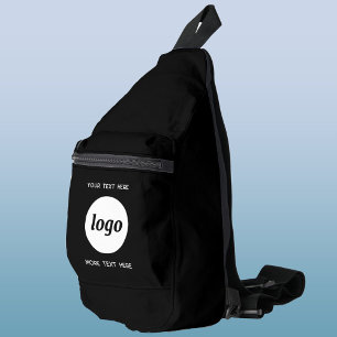 Logo Text Zakelijk Promotie Branding Zwart Sling Bag
