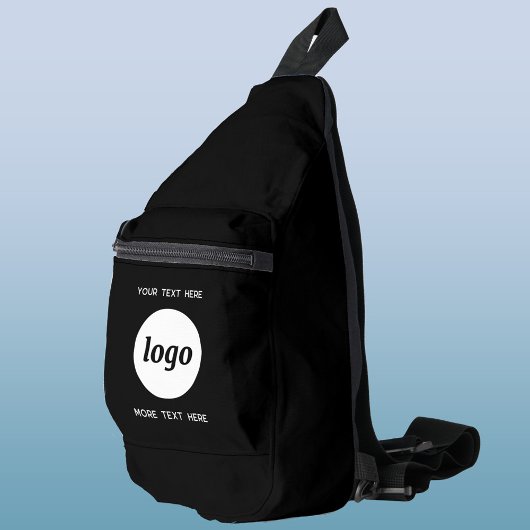 Logo Text Zakelijk Promotie Branding Zwart Sling Bag