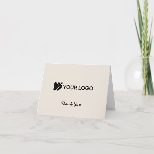 Logo Thank You Card met QR-code in Beige Bedankkaart (Voorkant)