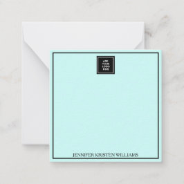 Logo Thin Border Personalized Blush Blue Elegant Notitiekaartje