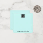 Logo Thin Border Personalized Blush Blue Elegant Notitiekaartje (Voorkant / Achterkant in situ)