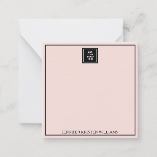 Logo Thin Border Specialized Blush Pink Elegant Notitiekaartje (Voorkant)