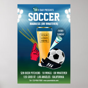 Logo toevoegen aan bar voetbal evenement poster