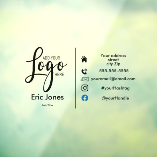 logo toevoegen Aangepast ZAKELOGO en sociale media Raamsticker (Vel 3)