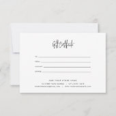 Logo Toevoegen Aangepaste Kleur Script Cadeaubon (Achterkant)
