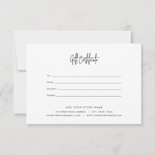Logo Toevoegen Aangepaste Kleur Script Cadeaubon (Achterkant)