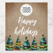 Logo toevoegen Aangepaste tekst Kerstboom Bedrijf Wijn Etiket (Enkel label)